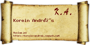 Korein András névjegykártya